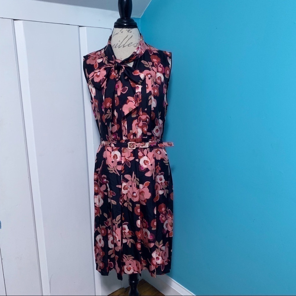 KATE Spade “Shadow Buds” Print Pleated Silk Dress